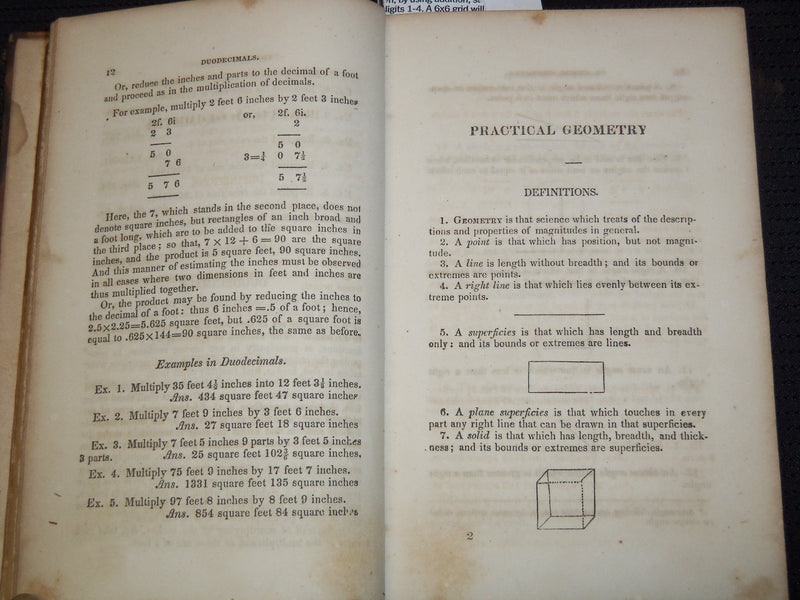 1858 INTRODUCTION TO MENSURATION AND PRACTICAL GEOMETRY BY JAMES RYAN - J 8130