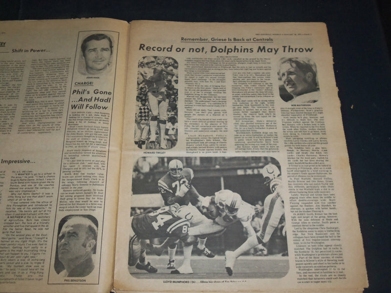 1973 JANUARY 20 PRO FOOTBALL WEEKLY NEWSPAPER - GEORGE ALLEN-DON SHULA - NP 3516