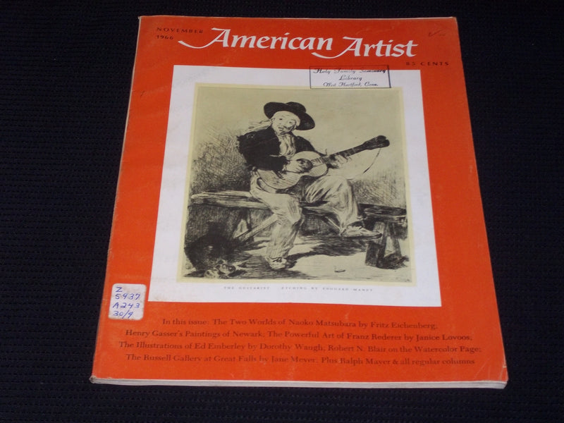 1966 NOVEMBER AMERICAN ARTIST MAGAZINE VERY NICE ART COVER & CONTENT - E 2121