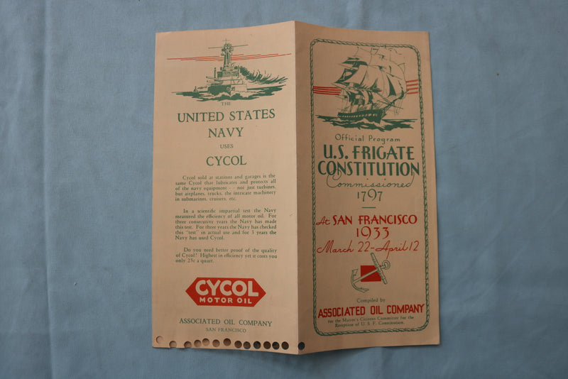 1933 U.S. FRIGATE CONSTITUTION OFFICIAL PROGRAM - K 2560