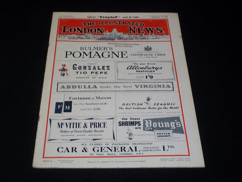 1957 JANUARY 12 ILLUSTRATED LONDON NEWS MAGAZINE NICE COVERS & ADS - E 4262