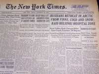 1939 DEC 22 NEW YORK TIMES - RUSSIANS RETREAT IN ARCTIC FROM FINNS - NT 459