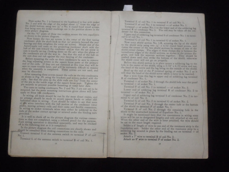 1926 HOW TO BUILD THE HAMMARLUND ROBERTS HI-Q RECEIVER SOFTCOVER MANUAL - J 9835