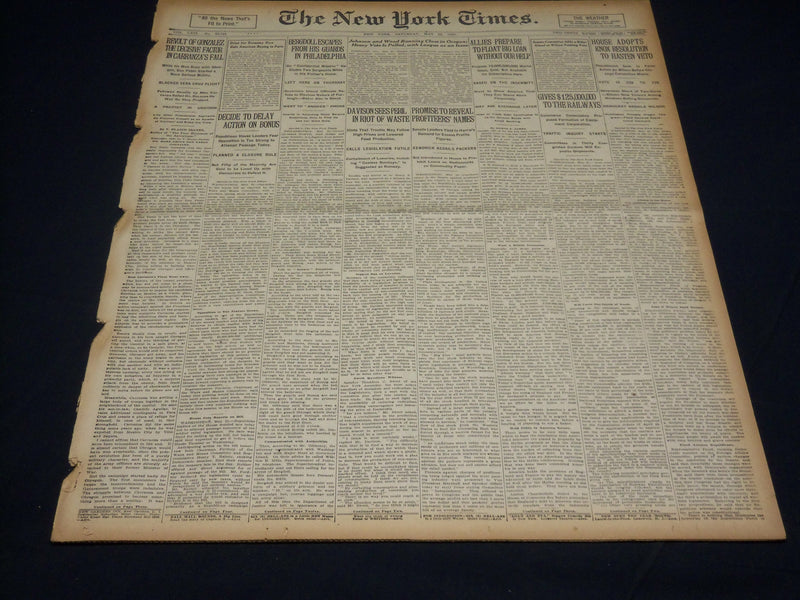 1920 MAY 22 NEW YORK TIMES - GONZALEZ FACTOR IN CARRANZA FALL - NT 8686