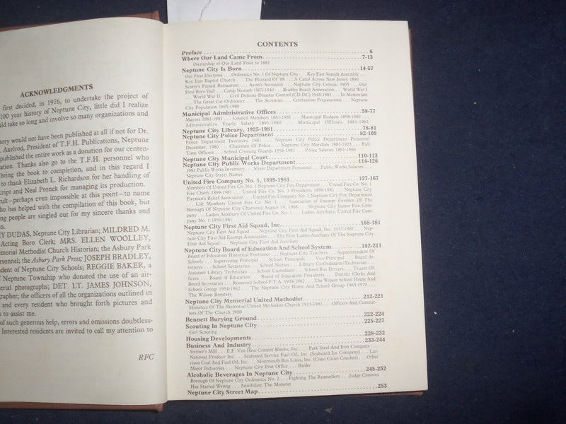 1981 BOROUGH OF NEPTUNE CITY (NJ) HARDCOVER BOOK BY RICHARD COTTRELL - KD 8161