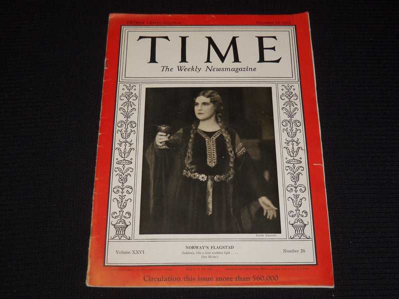 1935 DECEMBER 23 TIME MAGAZINE - KIRSTEN FLAGSTAD OF NORWAY - T 500