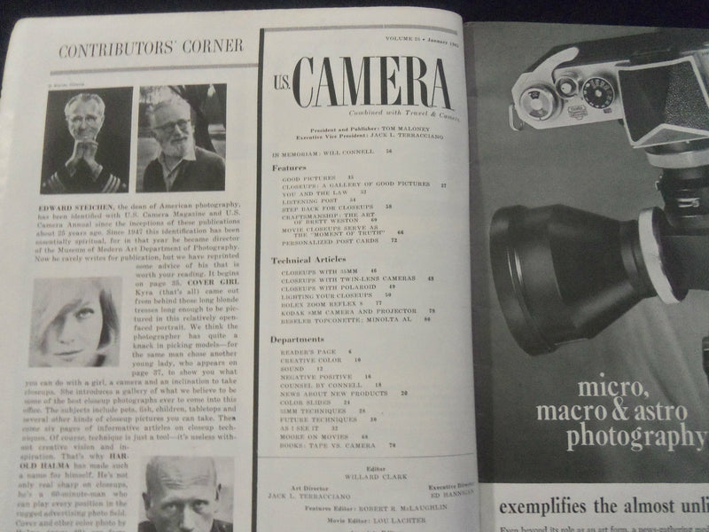 1962 JANUARY U.S CAMERA MAGAZINE - CLOSEUP PHOTOGRAPHY - SP 4713Q
