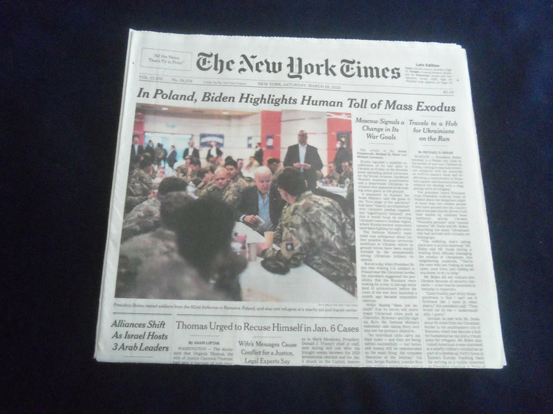 2022 MARCH 26 NEW YORK TIMES - IN POLAND, BIDEN HIGHLIGHTS HUMAN TOLL OF EXODUS