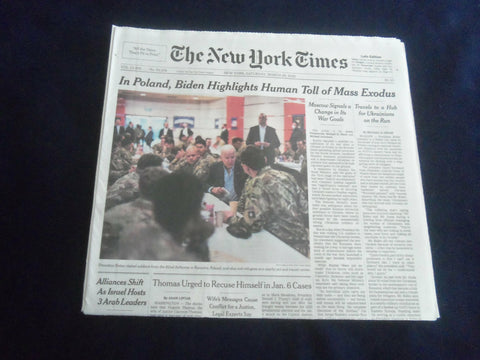 2022 MARCH 26 NEW YORK TIMES - IN POLAND, BIDEN HIGHLIGHTS HUMAN TOLL OF EXODUS