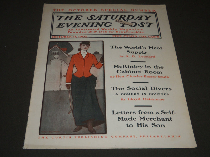 1902 OCTOBER 11 THE SATURDAY EVENING POST MAGAZINE - ILLUSTRATED COVER- SP 1062