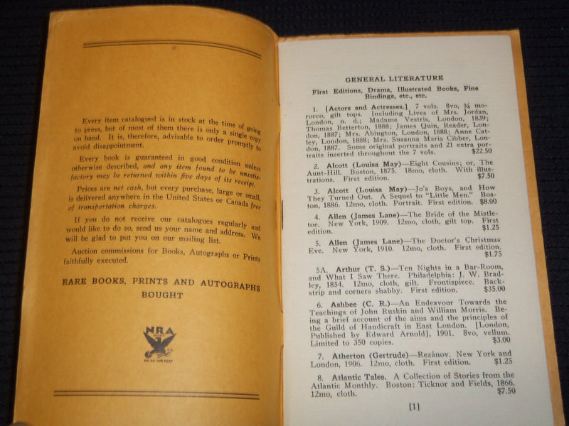 1930'S WILLIAM CAMPBELL BOOK CATALOGUES LOT OF 2 - J 7488