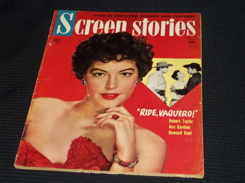 1953 AUGUST SCREEN STORIES MAGAZINE - AVA GARDNER FRONT COVER - E 15896
