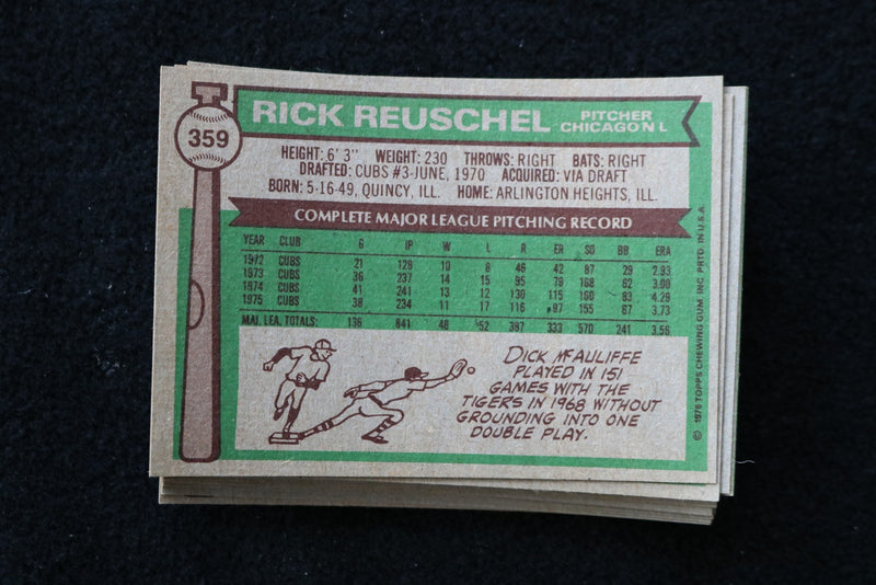 RICK REUSCHEL 1976 TOPPS BASEBALL CARDS - CARD #359 - NM-MT - LOT OF 18 - #236