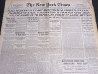 1919 SEPT 18 NEW YORK TIMES - GARY MUST YIELD OR STRIKE IS CERTAIN - NT 7026
