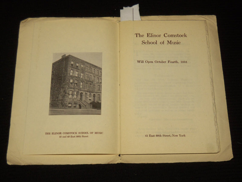 1916-1917 THE ELINOR COMSTOCK SCHOOL OF MUSIC -41 E 80TH STREET NEW YORK - K 587