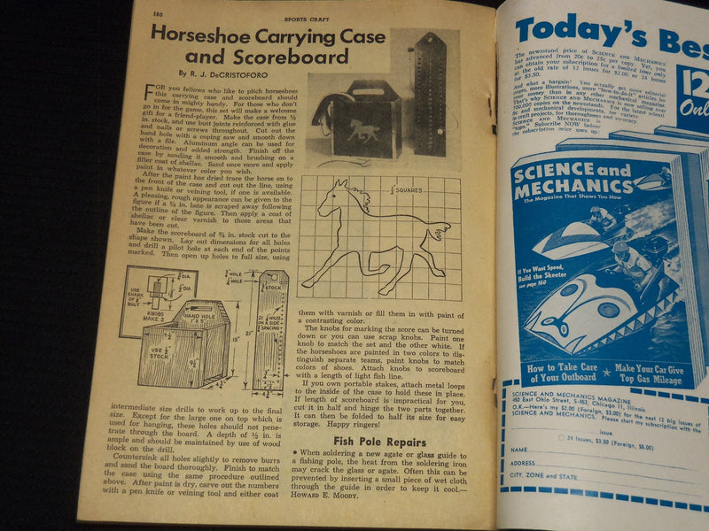 1953 SPORTS CRAFT MAGAZINE - VOLUME 1 - GOLF CART PLANS - DUCK BOAT - K 1010