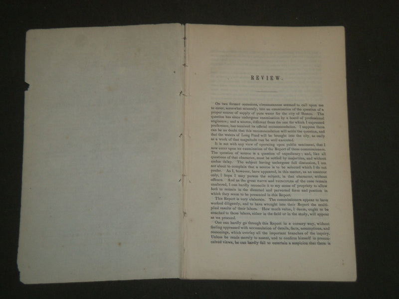 1846 REPORT OF THE WATER COMMISSIONERS OF 1845 BY JOHN H. WILKINS - J 4829