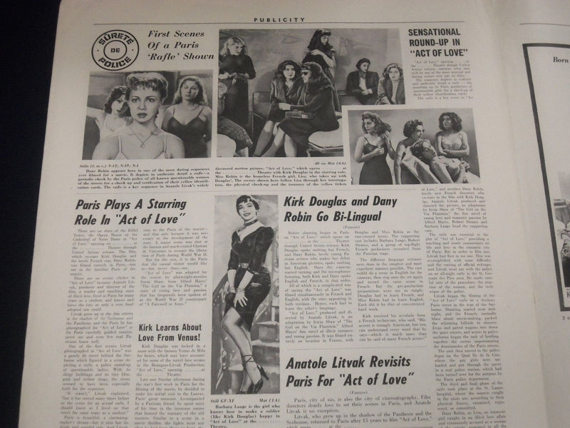 1953 ACT OF LOVE MOVIE PRESS BOOK STARRING KIRK DOUGLAS & DANY ROBIN - P 5