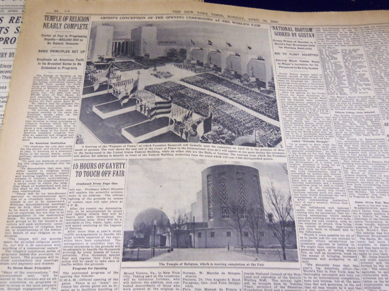 1939 APRIL 10 NEW YORK TIMES - FAIR TO OPEN APRIL 30 - NT 3073