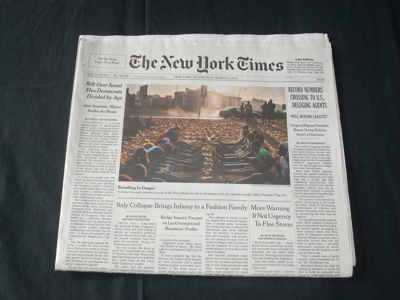 2019 MARCH 6 NEW YORK TIMES - RECORD NUMBERS CROSSING TO U.S., DELUGING AGENTS