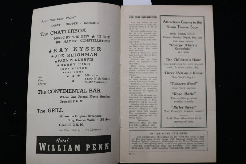 1935 THE GREAT WALTZ PROGRAM - NIXON THEATRE - K 2467