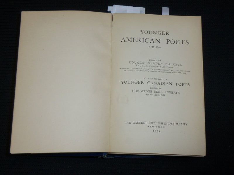 1891 YOUNGER AMERICAN POETS 1830-1890 HARDCOVER BOOK BY SLADEN - KD 7485