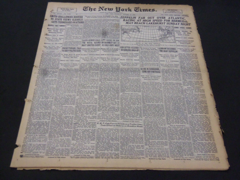 1928 OCTOBER 13 NEW YORK TIMES - ZEPPELIN FAR OUT OVER ATLANTIC - NT 5334