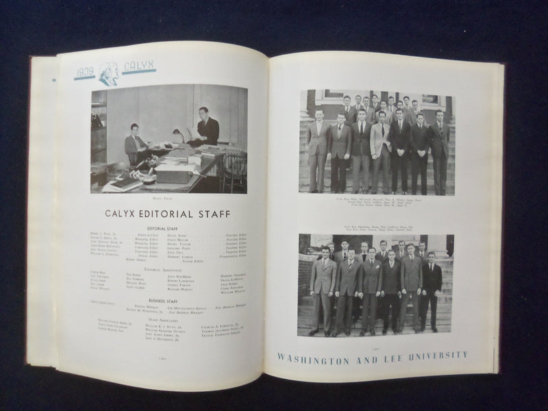 1939 CALYX WASHINGTON AND LEE UNIVERSITY YEARBOOK - LEXINGTON, VIRGINIA- YB 3047