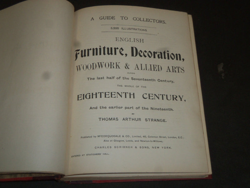1800'S ENGLISH FURNITURE WOODWORK DECORATION BY T. A. STRANGE VOLUME - KD 3594