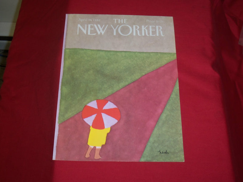 1982 APRIL 19 NEW YORKER MAGAZINE FRONT COVER ONLY - GREAT ART FOR FRAMING