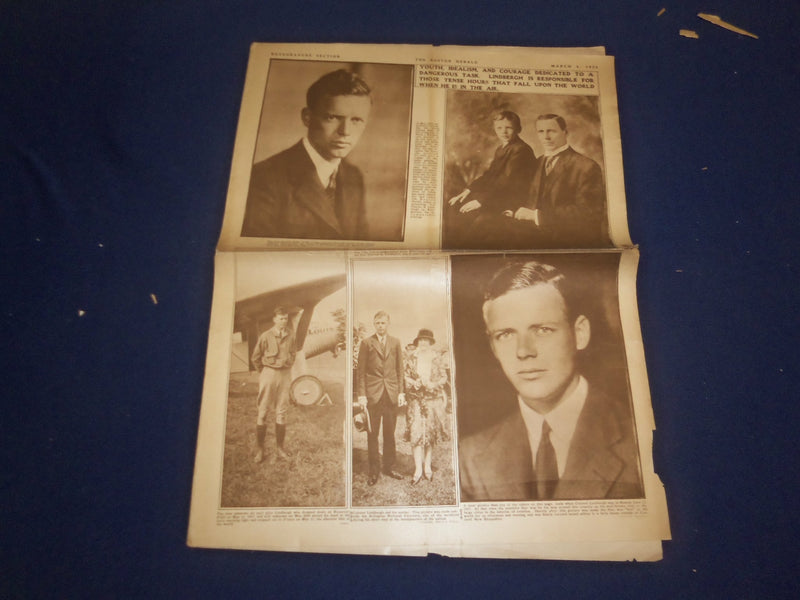 1927-1928 BOSTON HERALD ROTO SECTION - CHARLES LINDBERGH - LOT OF 4 - NP 5027