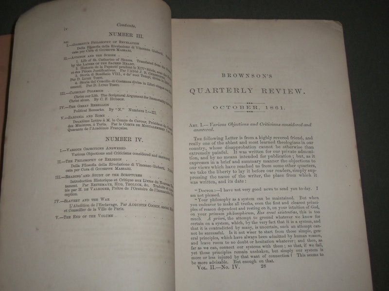 1847-1875 BROWNSON'S QUARTERLY REVIEW MAGAZINE LOT OF 14 ISSUES - WR 1180C