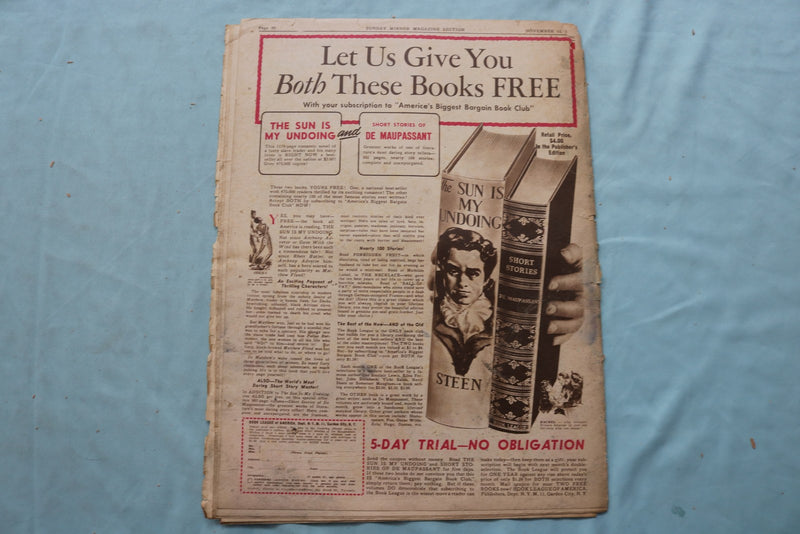 1942 NOV 15 SUNDAY MIRROR NEWSPAPER MAGAZINE SECTION - PRISCILLA LANE - NP 9101
