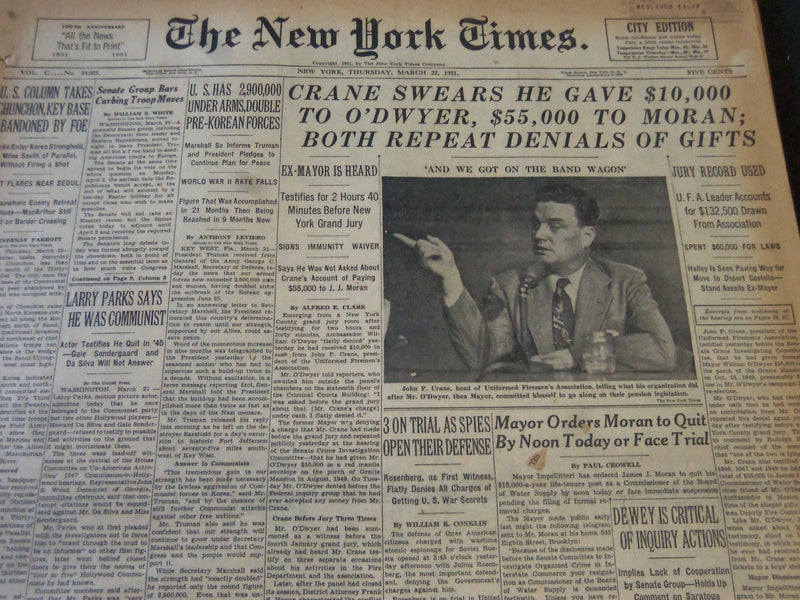 1951 MARCH 22 NEW YORK TIMES - LARRY PARKS SAYS HE WAS A COMMUNIST - NT 5942