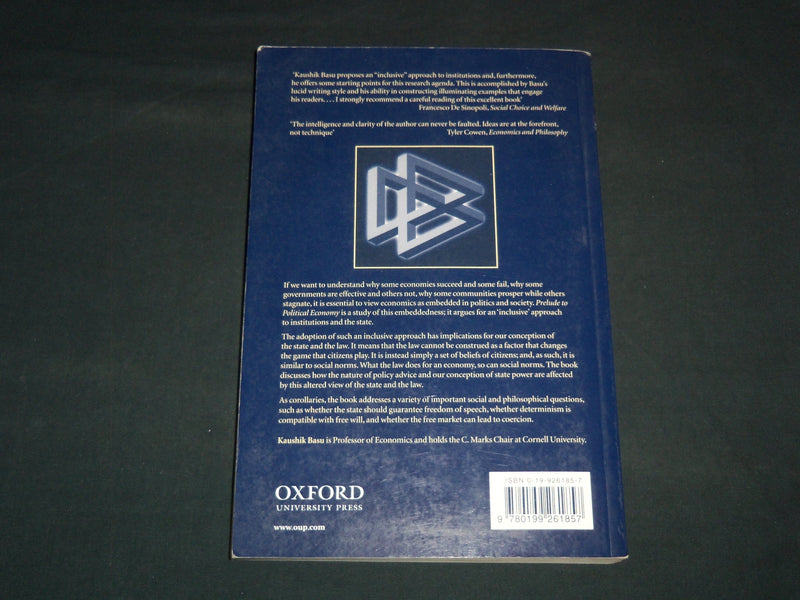 2003 PRELUDE TO POLITICAL ECONOMY SOFTCOVER BOOK BY KAUSHIK BASU - J 9259