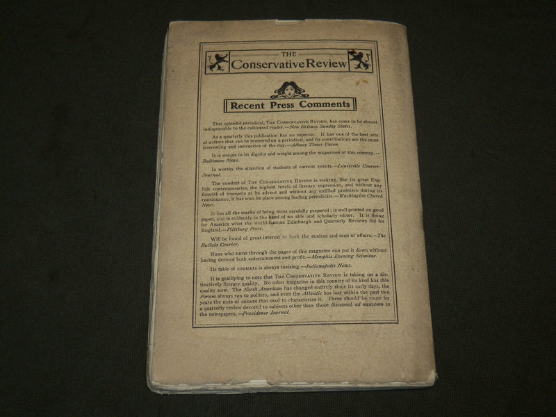1900 DECEMBER THE CONSERVATIVE REVIEW QUARTERLY MAGAZINE - JOHNSTON - J 6150