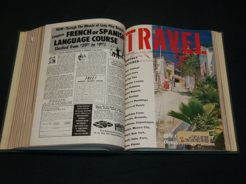 1959 JANUARY-DECEMBER TRAVEL MAGAZINE BOUND VOLUME - GREAT COVERS - KD 5978
