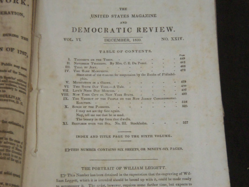1838-1840 THE UNITED STATES MAGAZINE & DEMOCRATIC REVIEW LOT OF 9 - WR 1277