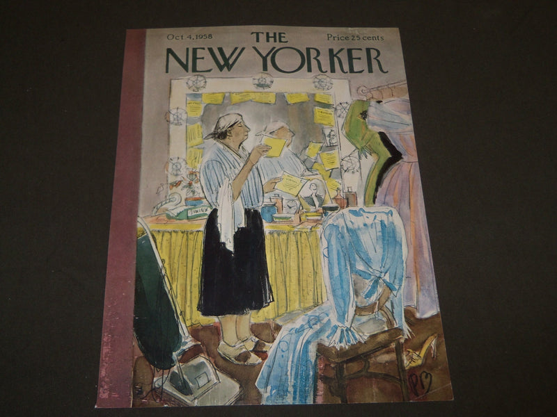 1958 OCTOBER 4 NEW YORKER MAGAZINE FRONT COVER ONLY - GREAT ART FOR FRAMING