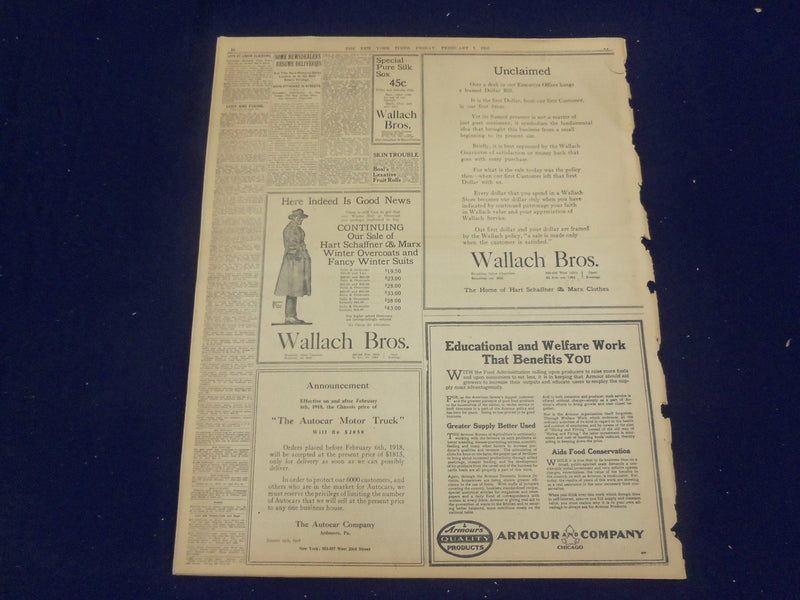 1918 FEBRUARY 1 NEW YORK TIMES - AMERICAN TROOPS NOW ON BATTLE FRONT - NT 8227