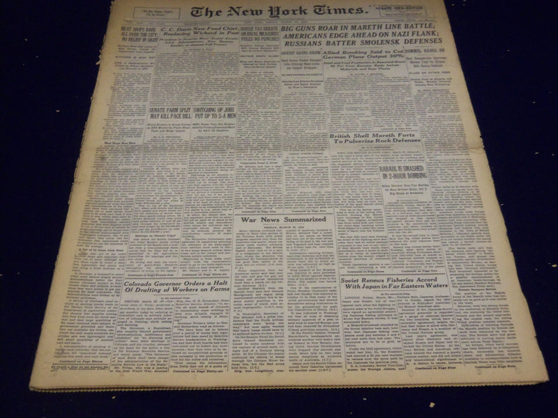 1943 MARCH 26 NEW YORK TIMES - AMERICANS EDGE AHEAD ON NAZI FLANK - NT 1879