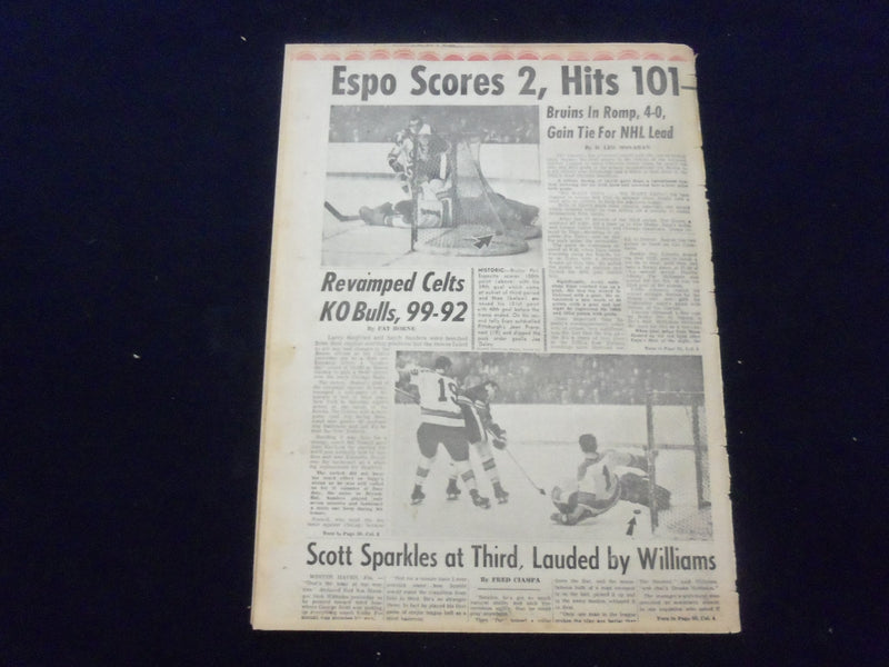 1969 MAR 3 BOSTON RECORD AMERICAN NEWSPAPER - ESPOSITO GETS 101 POINTS - NP 6321
