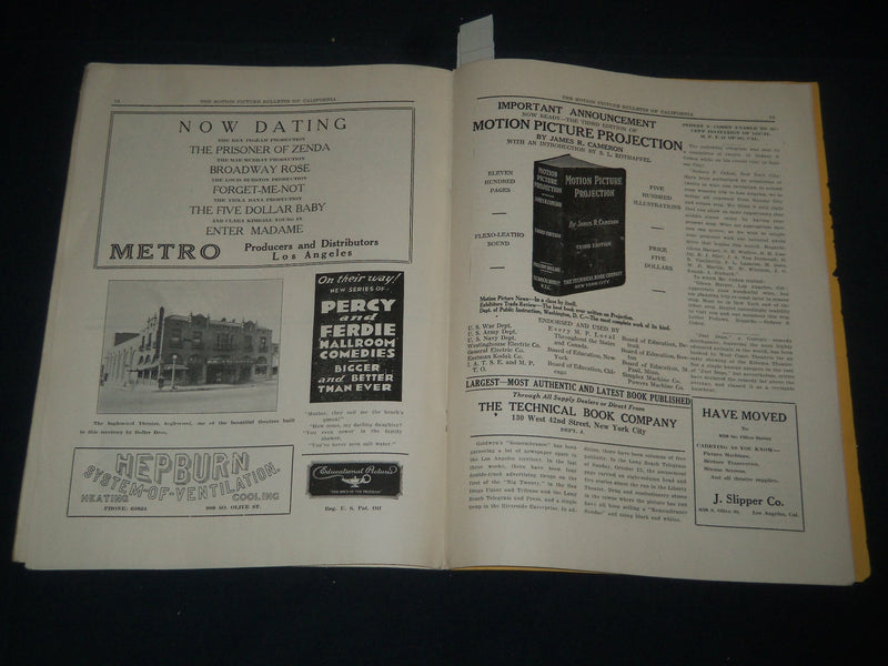 1922 NOVEMBER 9 MOTION PICTURE BULLETIN OF CALIFORNIA MAGAZINE - J 3906