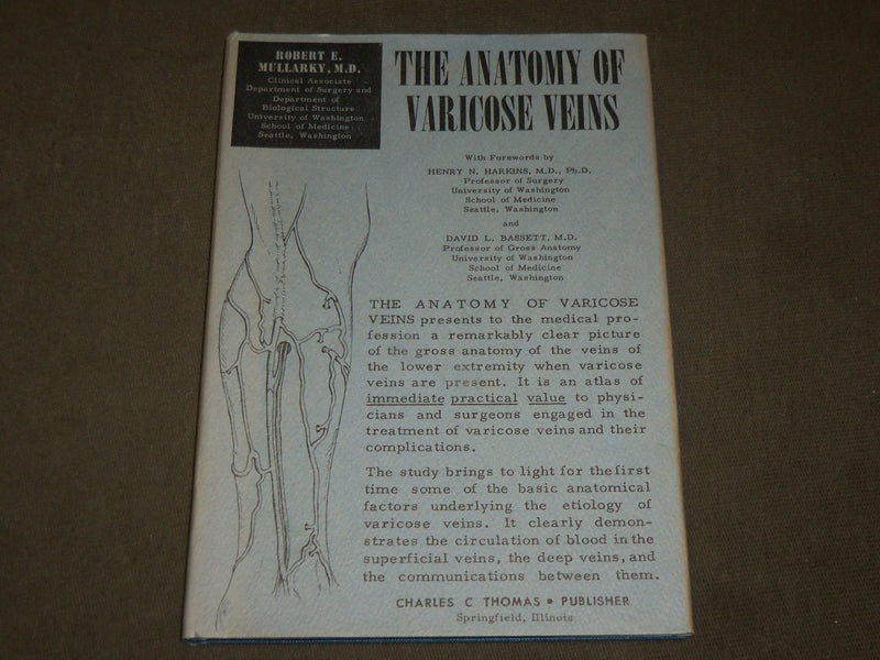 1965 THE ANATOMY OF VARICOSE VEINS BOOK BY ROBERT E. MULLARKY, M. D. - KD 6270