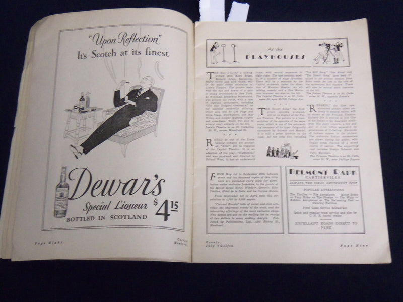 1923 JULY 12 CURRENT EVENTS MONTREAL MAGAZINE VOLUME 3 NO. 52 - J 8544