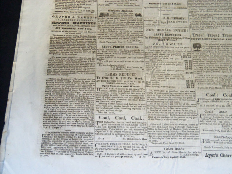 1862 MARCH 7 YARMOUTH REGISTER NEWSPAPER - FT. DONELSON PRISONERS - NP 614G