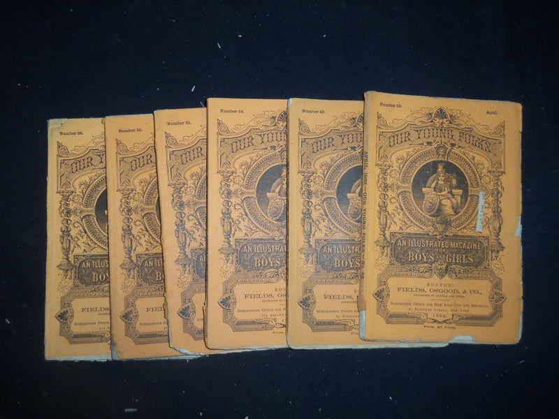 1869 OUR YOUNG FOLKS MAGAZINE - LOT OF 6 ISSUES - WR 1156