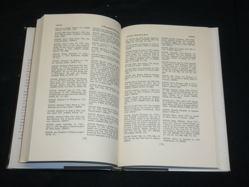 1960 A BIOGRAPHICAL DICTIONARY OF EARLY AMERICAN JEWS BOOK ROSENBLOM- KD 2762W