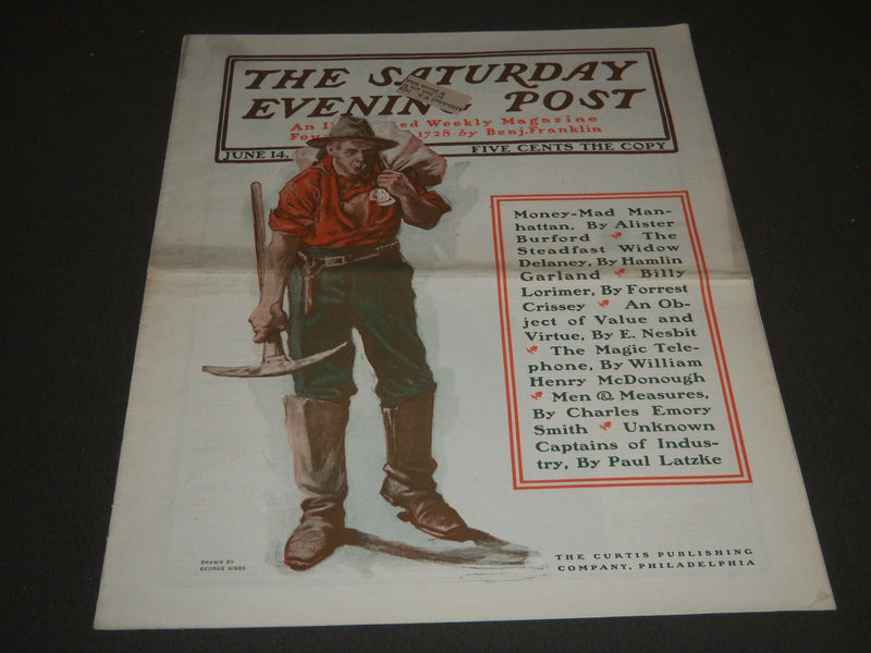 1902 JUNE 14 THE SATURDAY EVENING POST MAGAZINE - ILLUSTRATED COVER- SP 1046