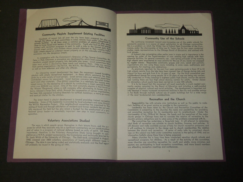 1940 CHICAGO RECREATION COMMISSION 6TH ANNUAL REPORT - SOFTCOVER - J 3582